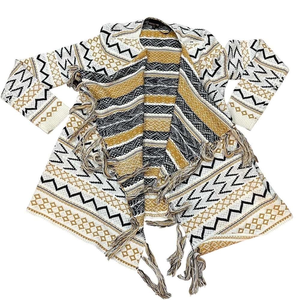SHYANNE‎ Country Open Front Cardigan Sweater Western Boho Southwestern Fringe XL